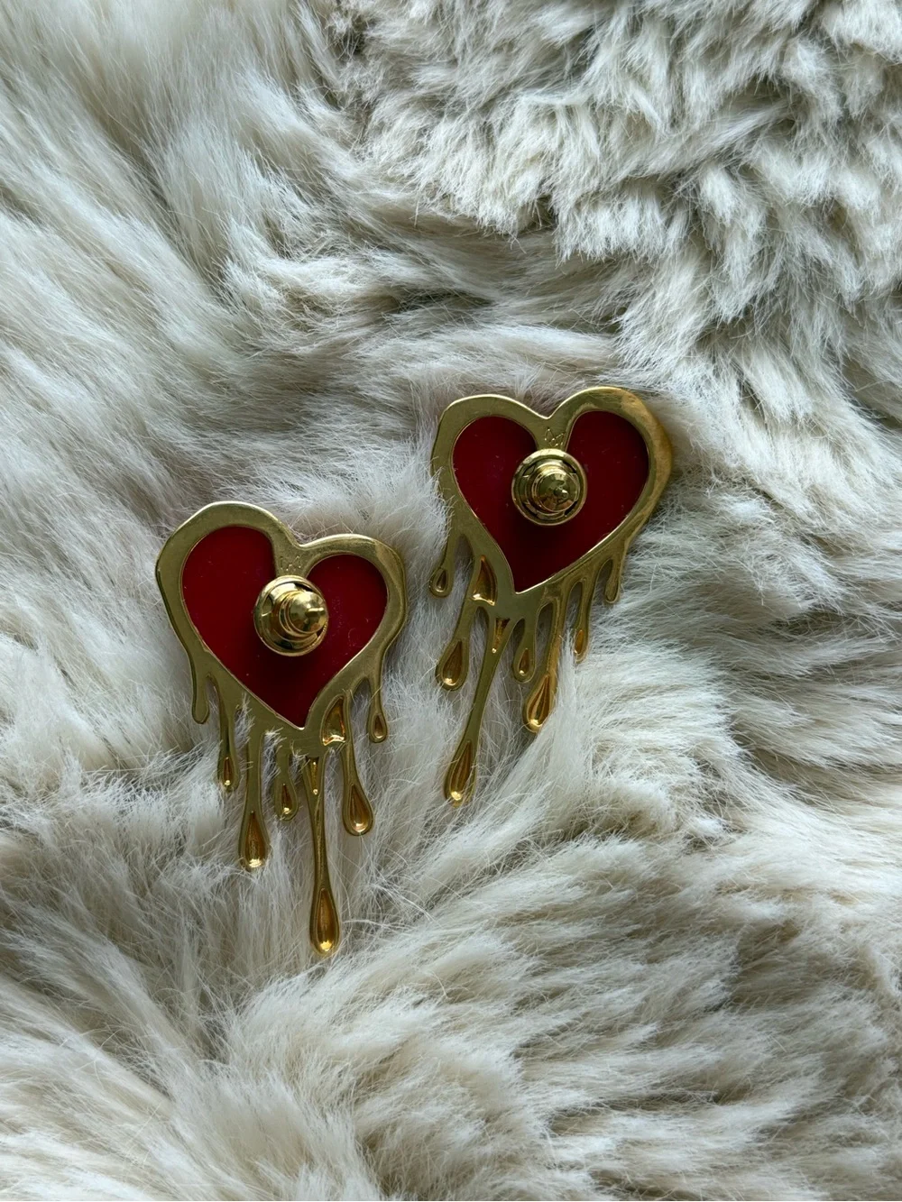 Red Dripping Heart Accent Pair - Home Accents